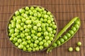 Fresh organic peas in a bowl Royalty Free Stock Photo
