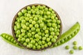 Fresh organic peas in a bowl Royalty Free Stock Photo