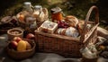 Fresh organic picnic meal, nature gourmet still life generated by AI Royalty Free Stock Photo