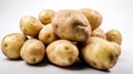 Fresh organic potatoes isolated on white background, generative ai Royalty Free Stock Photo