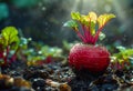 Fresh organic radish growing in the garden Royalty Free Stock Photo