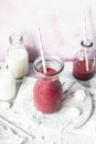 Fresh organic raspberry smoothie recipe Royalty Free Stock Photo