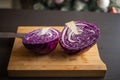 Fresh Organic Red Cabbage CloseUp on Wooden Board - Vibrant and Nutrient-Rich Beauty