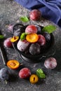 Fresh organic red plums Royalty Free Stock Photo