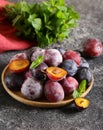 Fresh organic red plums Royalty Free Stock Photo