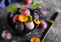 Fresh organic red plums Royalty Free Stock Photo