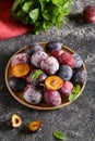 Fresh organic red plums Royalty Free Stock Photo