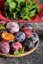 Fresh organic red plums Royalty Free Stock Photo