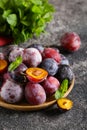 Organic red plums Royalty Free Stock Photo