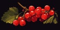 Fresh Organic Redcurrant Berry Horizontal Trendy Illustration.