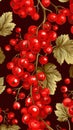 Fresh Organic Redcurrant Berry Vertical Background Illustration.