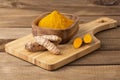 Fresh Organic Root And Turmeric Powder - Curcuma Longa Royalty Free Stock Photo