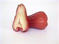 Fresh organic rose apple on white background, sweet and healthy fruit