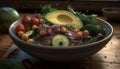 Fresh organic salad bowl with ripe avocado, cucumber, and radish generated by AI Royalty Free Stock Photo