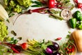 Fresh organic seasonal vegetables, ingredients for cooking. Top view. Royalty Free Stock Photo