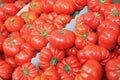 Fresh organic Slicing Tomatoes on Farmers Market in Catania. Sicily Royalty Free Stock Photo