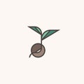 Fresh organic sprout. Line logo mark template with sprouting seed