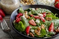 Fresh organic strawberry spinach salad