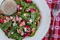 Fresh organic strawberry spinach salad