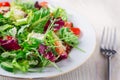 Fresh organic super food salad on white plate with fork on side Royalty Free Stock Photo