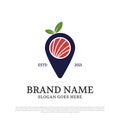 Fresh organic sushi pin map logo design, japanese food point logo brand