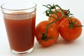 Fresh organic tomatoes and juice