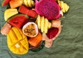organic tropical fruit assortment Royalty Free Stock Photo