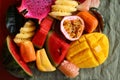 organic tropical fruit assortment Royalty Free Stock Photo