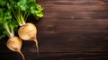 Fresh Organic Turnip Vegetable Horizontal Background.