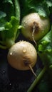 Fresh Organic Turnip Vegetable Vertical Background.