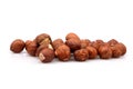 Fresh and Organic unpeeled hazelnuts on white background