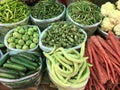 Fresh organic vegetable on street market stall Royalty Free Stock Photo