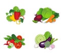 Fresh organic vegetables composition set, vector isolated illustration in paper art style. Healthy vegetarian food.