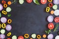 Fresh organic vegetables on a dark background. Top view