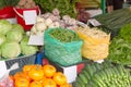 Fresh organic and vegetables at farmers market in city Royalty Free Stock Photo