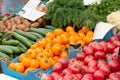 Fresh organic and vegetables at farmers market in city Royalty Free Stock Photo