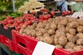 Fresh organic and vegetables at farmers market in city Royalty Free Stock Photo