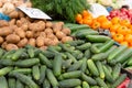 Fresh organic and vegetables at farmers market in city Royalty Free Stock Photo