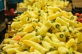 Fresh and organic vegetables at farmers market. Natural produce. Paprika. Pepper. Royalty Free Stock Photo