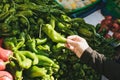 Fresh and organic vegetables at farmers market. Marketplace. Natural produce. Paprika. Pepper. Natural local products on Royalty Free Stock Photo