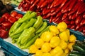 Fresh and organic vegetables at farmers market. Natural produce. Paprika. Pepper. Royalty Free Stock Photo