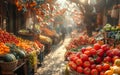 Fresh organic vegetables and fruits on sale at the local farmers market. Royalty Free Stock Photo