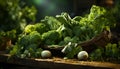 Fresh organic vegetables, healthy eating, nature bounty on a wooden table generated by AI Royalty Free Stock Photo