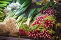 Fresh organic vegetables on market shell