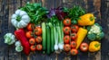 Fresh Organic Vegetables on Rustic Wooden Background, Colorful Assortment, Healthy Eating Concept Royalty Free Stock Photo