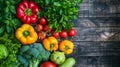 Fresh Organic Vegetables on Rustic Wooden Background Top View - Healthy Eating, Gardening, Nutrition Concept Royalty Free Stock Photo