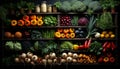 Fresh, organic vegetables tomato, carrot, pumpkin, onion, bell pepper, cucumber, cauliflower, broccoli, radish, salad Royalty Free Stock Photo