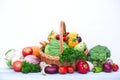 Fresh organic vegetables in wicker basket isolated Royalty Free Stock Photo