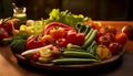 Fresh organic vegetables on wooden table, healthy eating, nature bounty generated by AI Royalty Free Stock Photo