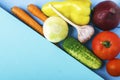 Fresh organic vegetables on wooden table. Natural Ingredients for healthy food. Top view. Copy space Royalty Free Stock Photo